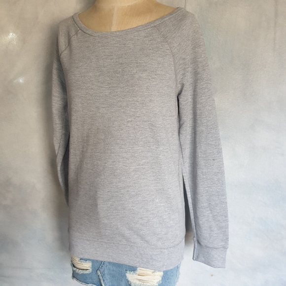 Champion Wm's Heather Grey French Terry Boatneck Sweatshirt Long Relaxed Fit MD - Picture 4 of 16